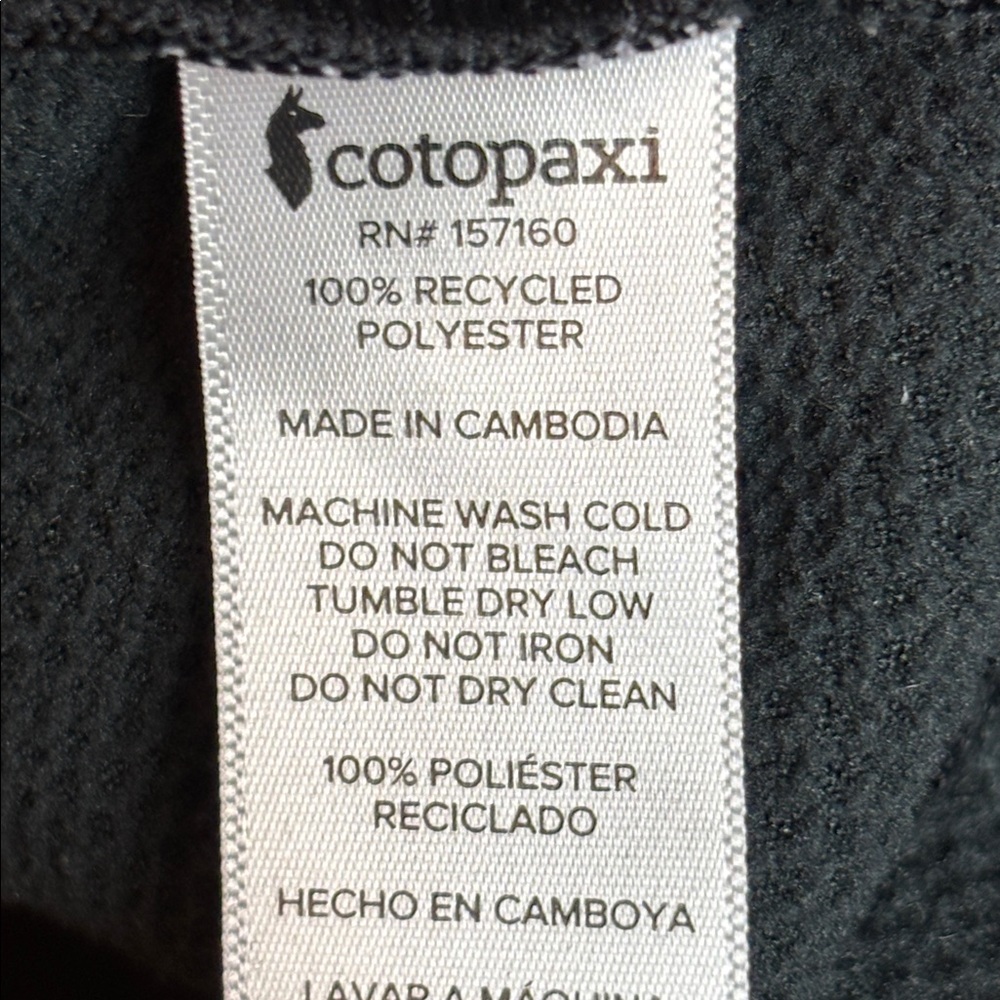 Cotopaxi Abrazo Half-Zip Men’s Fleece Jacket Graphite Black Colorway Medium - Picture 6 of 6